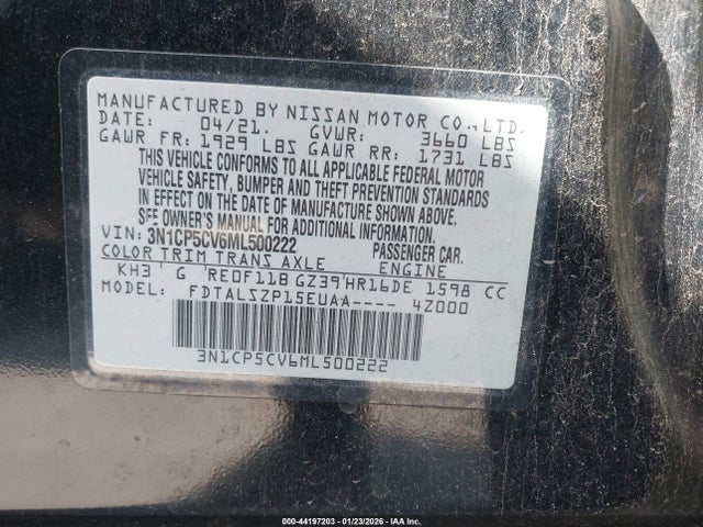 3N1CP5CV6ML500222 Nissan Kicks Sv Xtronic Cvt