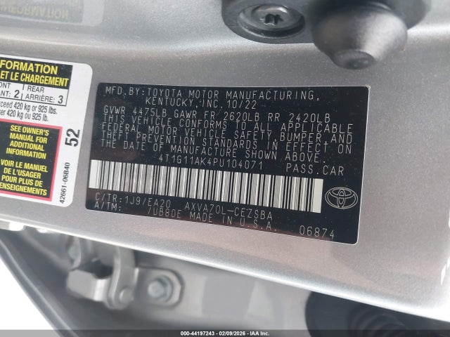 4T1G11AK4PU104071 Toyota CAMRY SE