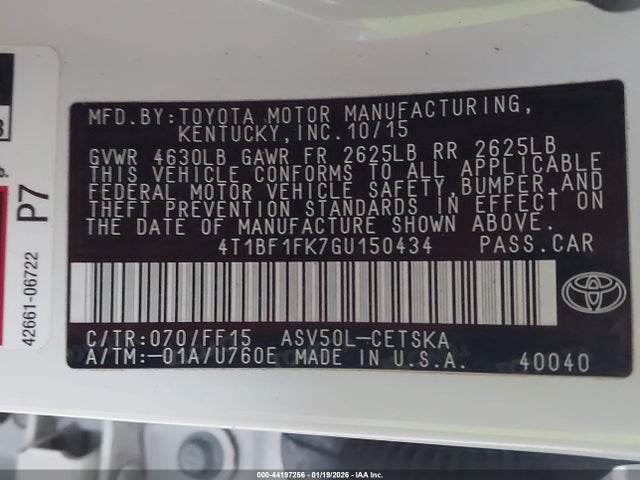 Toyota CAMRY SE 2016 4T1BF1FK7GU150434 Image 9