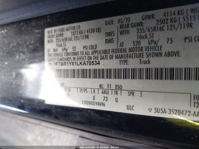 Ford Transit-250 2020 1FTBR1Y81LKA70534 Image 9