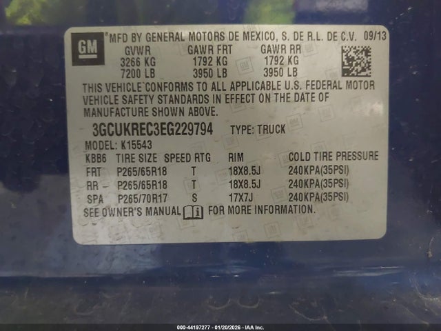 3GCUKREC3EG229794 Chevrolet Silverado 1500 1lt