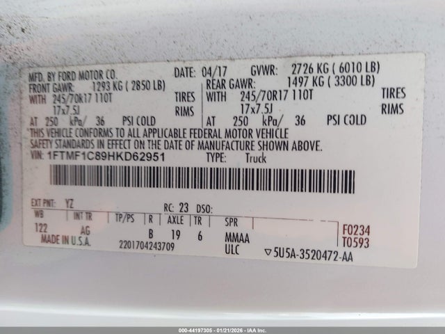 1FTMF1C89HKD62951 Ford F-150 Xl