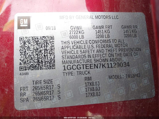 1GCGTEEN7K1129034 Chevrolet Colorado Zr2