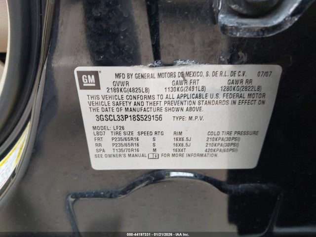 2008 SATURN VUE 3GSCL33P18S529156 Photo 8