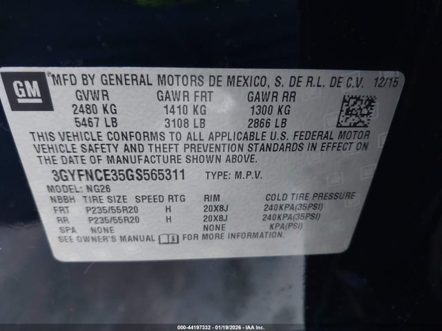 2016 CADILLAC SRX 3GYFNCE35GS565311 Photo 8