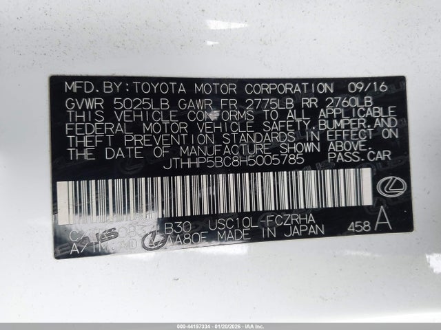 JTHHP5BC8H5005785 Lexus RC F