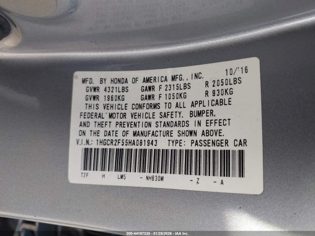 1HGCR2F55HA081943 Honda Accord Sport