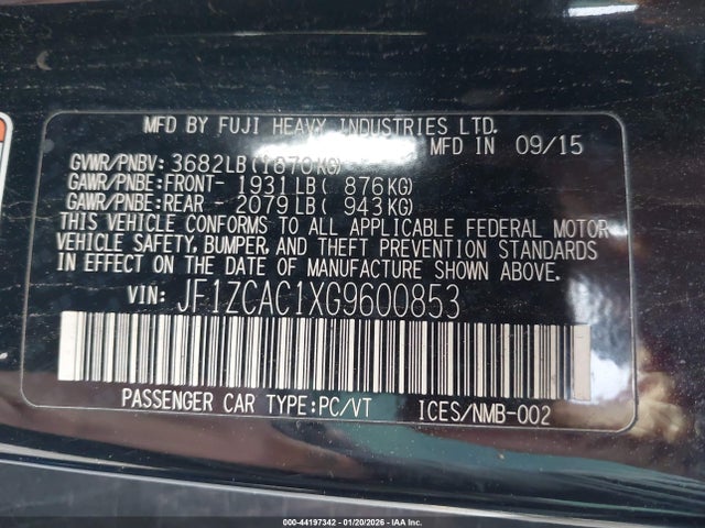 2016 SUBARU BRZ JF1ZCAC1XG9600853 Photo 8