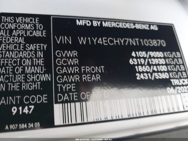 W1Y4ECHY7NT103870 Mercedes-Benz Sprinter 2500 High Roof V6