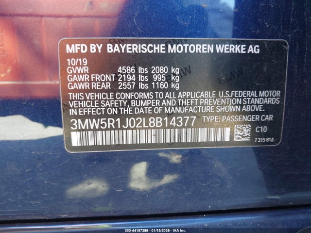 3MW5R1J02L8B14377 BMW 330I