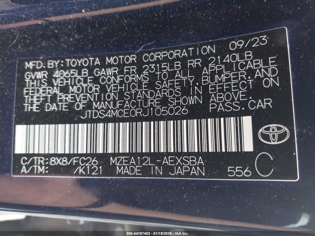 JTDS4MCE0RJ105026 Toyota Corolla Nightshade Edition/se