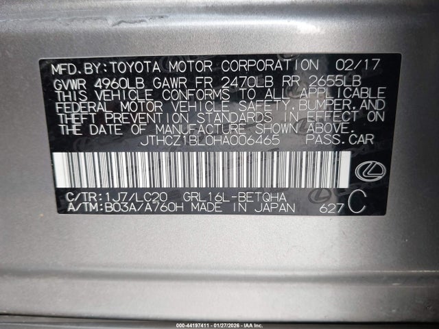 JTHCZ1BL0HA006465 Lexus GS 350
