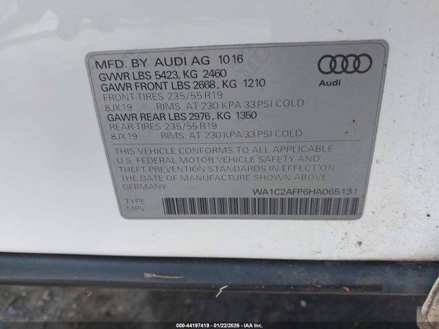 WA1C2AFP6HA065131 Audi Q5 2.0t Premium