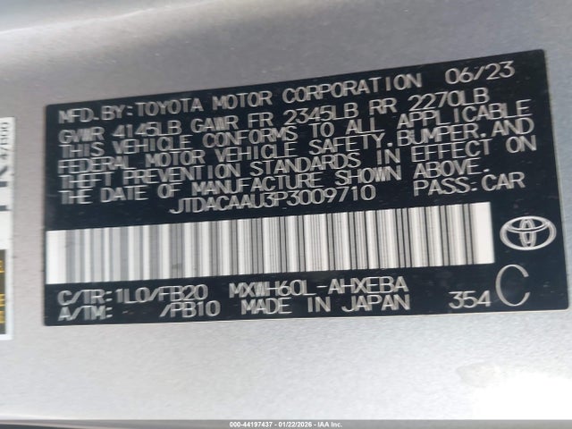 JTDACAAU3P3009710 Toyota Prius Le