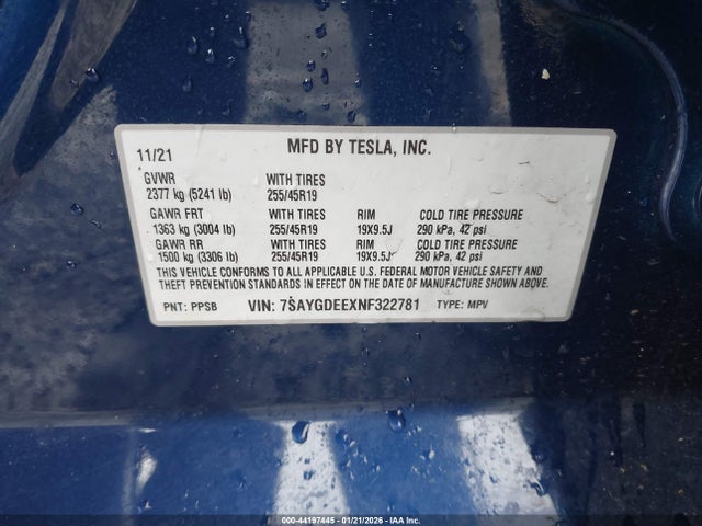 2022 TESLA MODEL Y 7SAYGDEEXNF322781 Photo 8