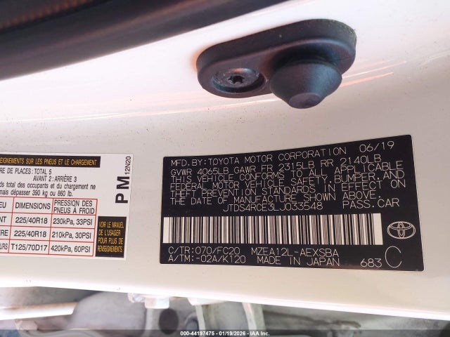 JTDS4RCE3LJ033548 Toyota COROLLA SE