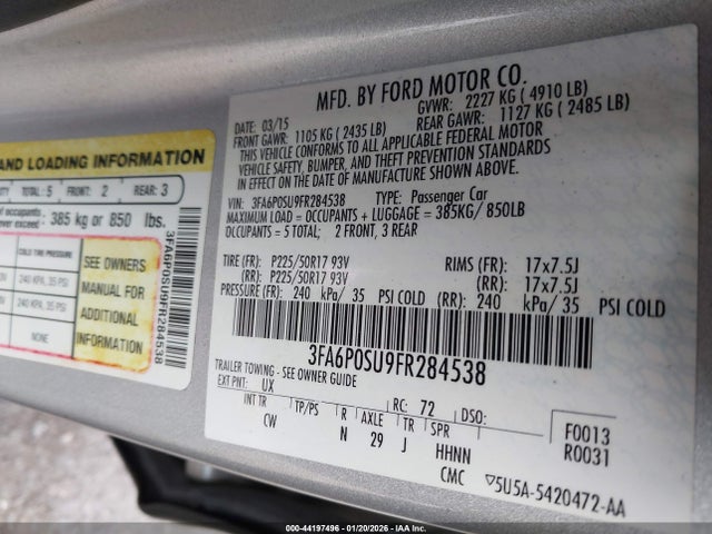 Ford Fusion Energi Titanium 2015 3FA6P0SU9FR284538 Image 9