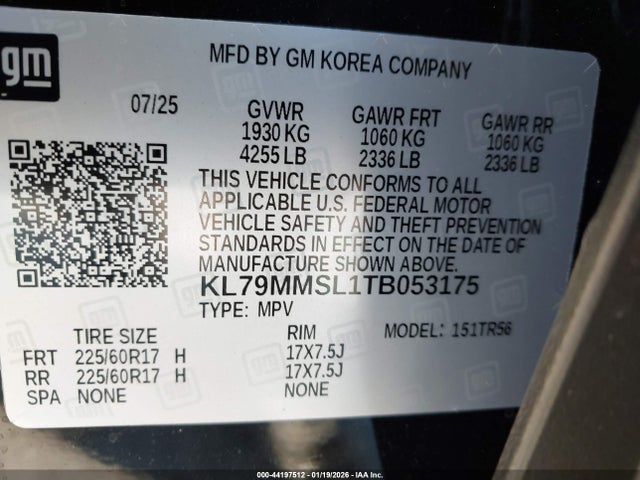KL79MMSL1TB053175 Chevrolet Trailblazer Ls