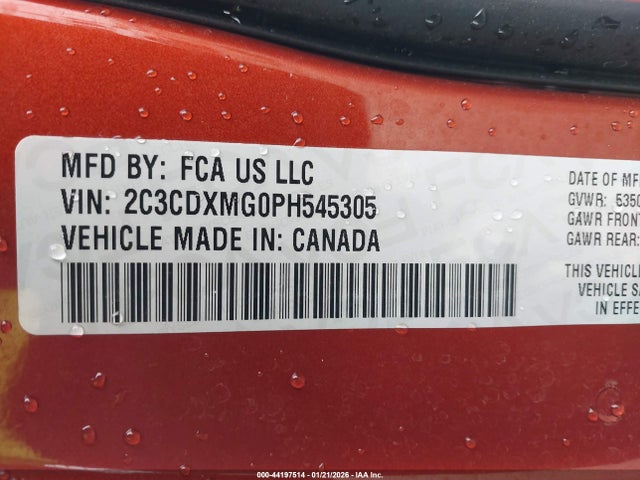2C3CDXMG0PH545305 Dodge Charger Gt Awd