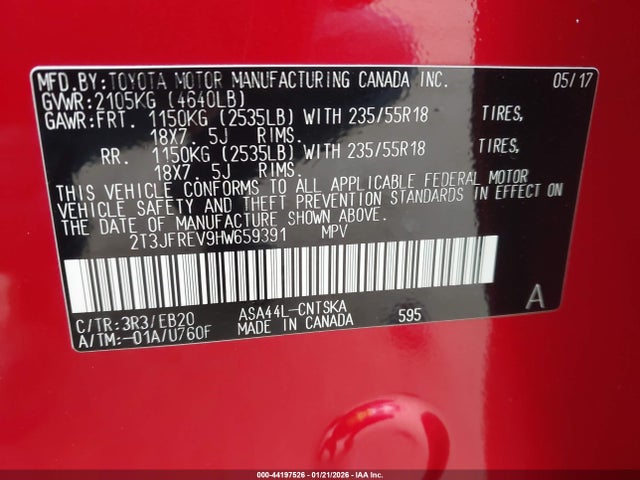 2T3JFREV9HW659391 Toyota RAV4 SE