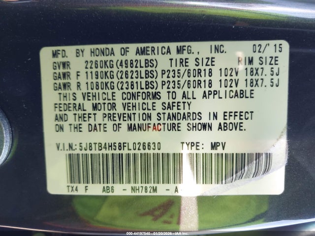 2015 ACURA RDX 5J8TB4H58FL026630 Photo 8