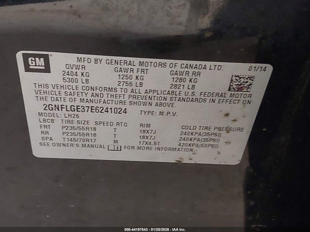 2GNFLGE37E6241024 Chevrolet Equinox 2lt