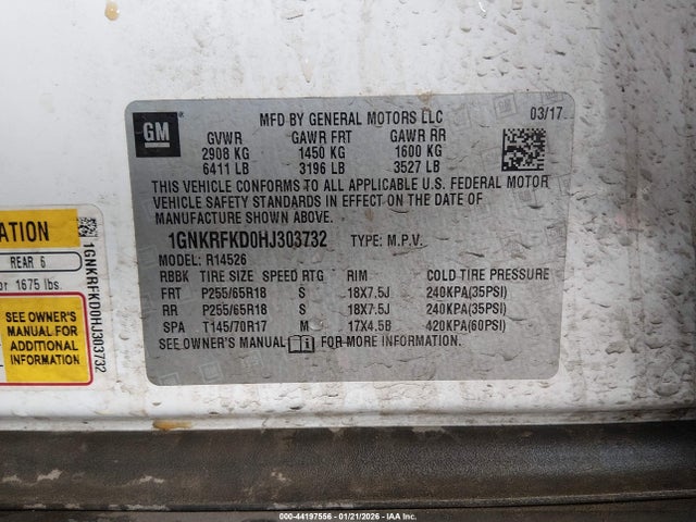 1GNKRFKD0HJ303732 Chevrolet Traverse Ls