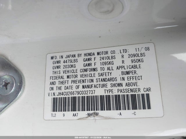 Aukcja sprzedaży 2009 Acura Tsx, vin: JH4CU26679C032737, numer aukcji: 44197587