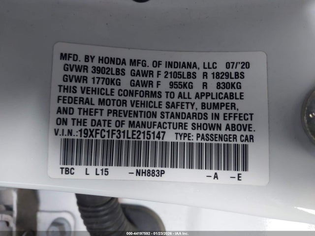 19XFC1F31LE215147 Honda CIVIC EX