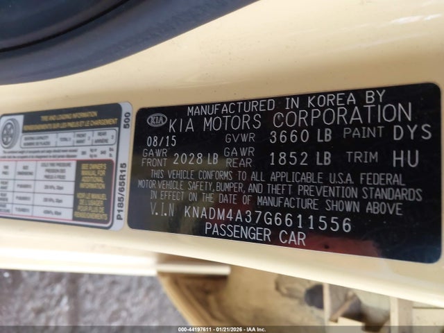 KNADM4A37G6611556 KIA RIO LX