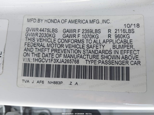 1HGCV1F3XJA265768 Honda Accord Sport