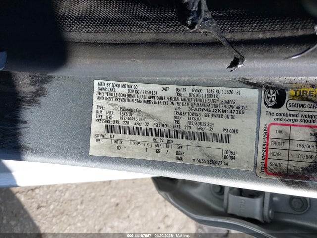 Продаж на аукціоні авто 2019 Ford Fiesta Se, vin: 3FADP4BJ2KM147369, номер лоту: 44197657