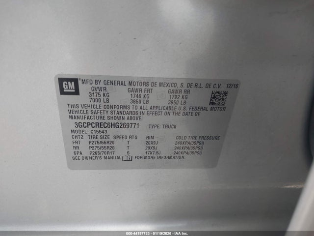 3GCPCREC6HG269771 Chevrolet Silverado 1500 1lt