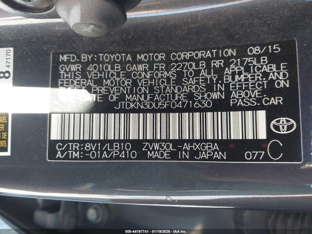 Toyota Prius Four 2015 JTDKN3DU5F0471630 Image 9