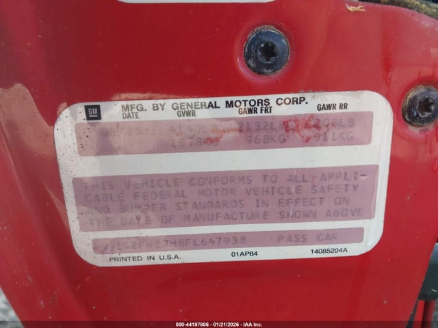 1985 PONTIAC FIREBIRD 1G2FW87H8FL647938 Photo 8