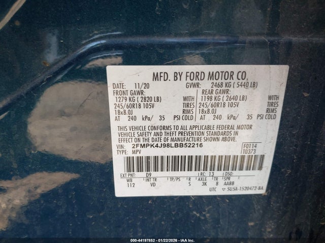 2020 FORD EDGE 2FMPK4J98LBB52216 Photo 8