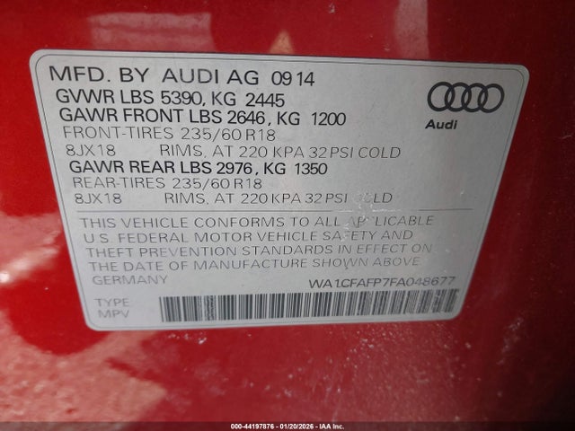 2015 AUDI Q5 WA1CFAFP7FA048677 Photo 8