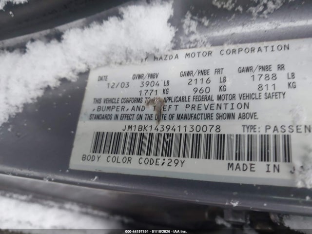 2004 MAZDA MAZDA3 JM1BK143941130078 Photo 8