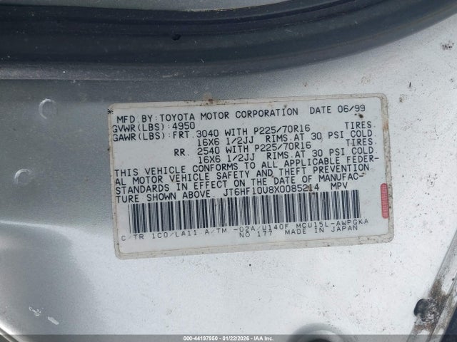 1999 LEXUS RX 300 JT6HF10U8X0085214 Photo 8