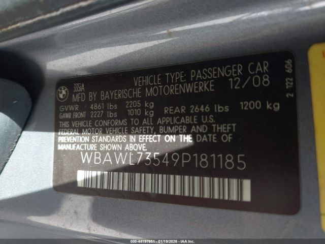 2009 BMW 335I WBAWL73549P181185 Photo 8