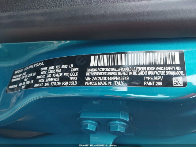 ZACNJDD14NPN43749 Jeep Renegade Limited 4x4