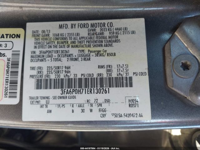 2014 FORD FUSION 3FA6P0H71ER130261 Photo 8