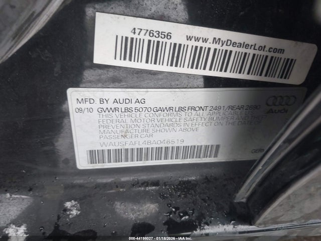 2011 AUDI A4 WAUSFAFL4BA046519 Photo 8