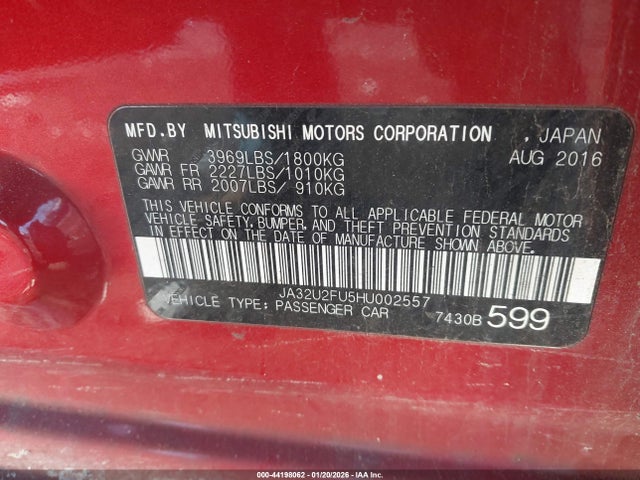 2017 MITSUBISHI LANCER JA32U2FU5HU002557 Photo 8