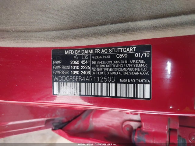 44198091 :رقم المزاد ، WDDGF5EB4AR112503 vin ، 2010 Mercedes-benz C 300 Sport مزاد بيع