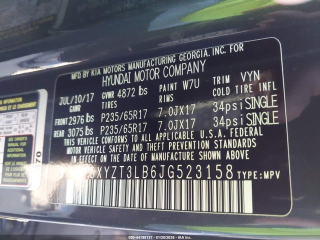 5XYZT3LB6JG523158 Hyundai Santa Fe Sport 2.4l