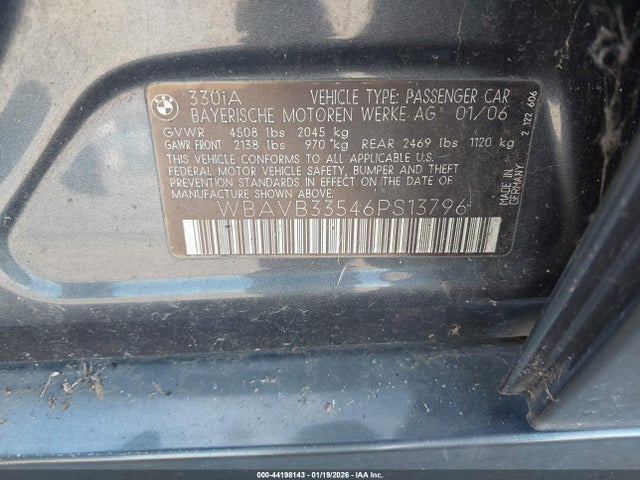 2006 BMW 330I WBAVB33546PS13796 Photo 8