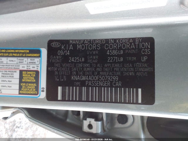 KIA OPTIMA HYBRID 2015 KNAGM4AD0F5079299 Image 9