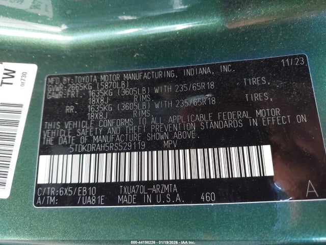 2024 TOYOTA HIGHLANDER 5TDKDRAH5RS529119 Photo 8