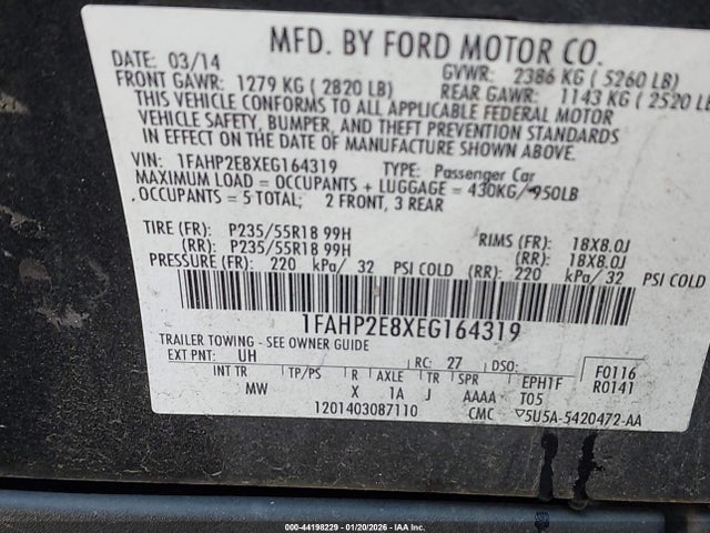 1FAHP2E8XEG164319 Ford TAURUS SEL